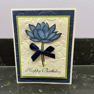 Happy Birthday Blue Flower Blank Card