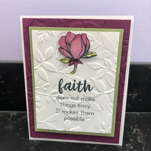 Raspberry Small Magnolia Faith Inspirational Blank Card