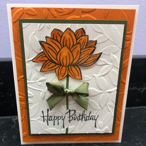 Orange Lotus Flower Blank Card