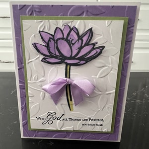 With God all Things are Possible Lavender Flower Blank Card