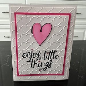 Enjoy the Little Things Pink Heart Blank Card