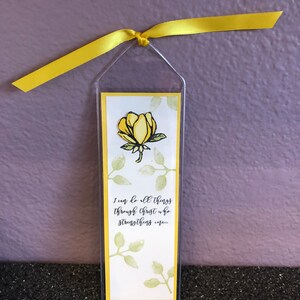 Yellow Magnolia  I can do all things who Christ who Strengthens me  Book Mark