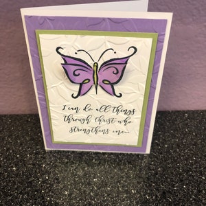 I can do all things through Christ who strenghthens me Lavender Butterfly Card