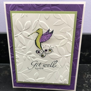 Purple Hummingbird Get Well Blank Card