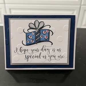 Night of Navy Bling Birthday Present Blank Card