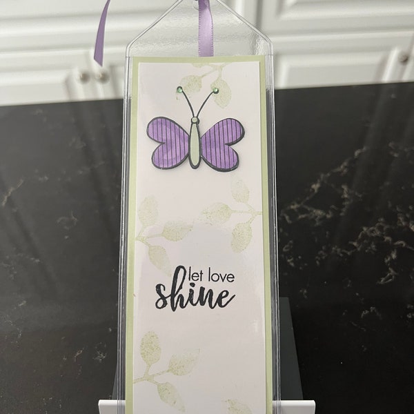 Let Love Shine Purple Butterfly Bling Bookmark
