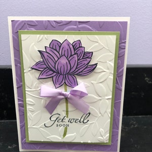 Get Well Soon Lavender Lotus Flower Blank Card