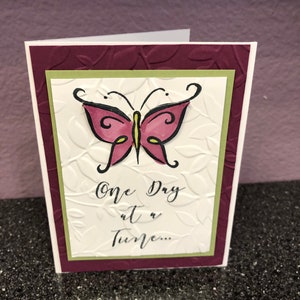 One Day at a Time Raspberry Butterfly Card