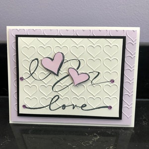Two Hearts of Love Purple posy Blank Card