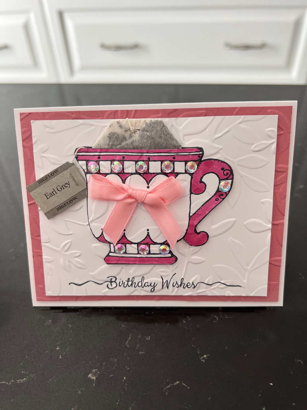 Blank Rococo Card Birthday Wishes Rococo Rose Bling Teacup With Earl Gray Tea Bag Blank ...