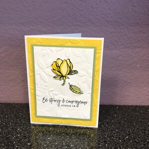 Yellow Magnolia Be Strong & Courageous Blank card