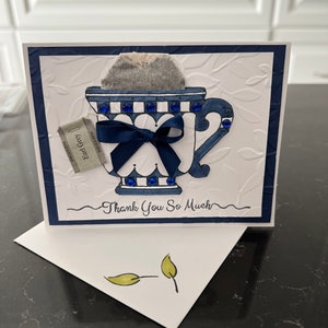Thank you so much Blue Bling Teacup with Earl Gray Tea bag Blank Card