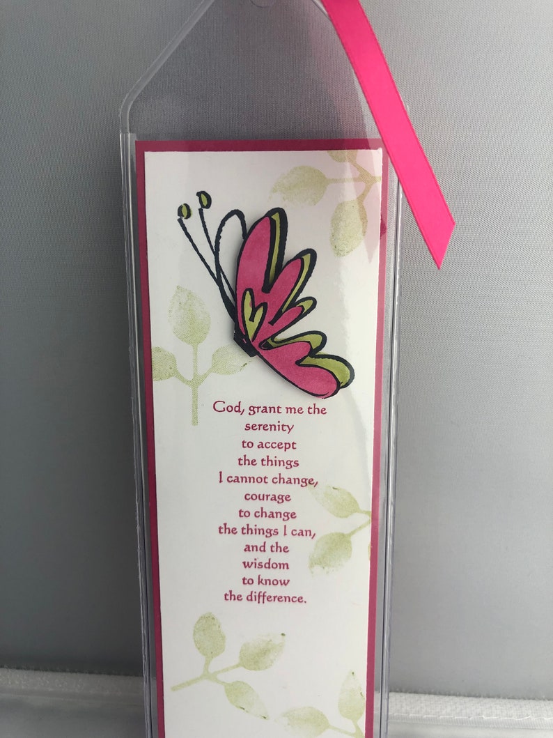 serenity prayer pink butterfly bookmark etsy