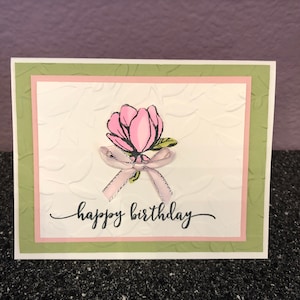 Happy Birthday Light Pink Small Magnolia Blank Card