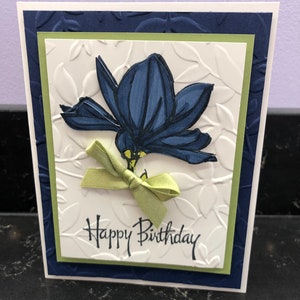 Happy Birthday Blue Rose Blank Card