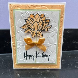 Pale Papaya Lotus Flower Birthday Blank Card
