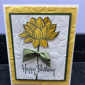 Yellow Lotus Flower Blank Birthday Card