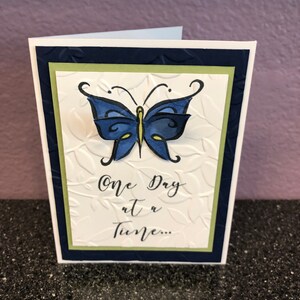 One Day at a Time Blue Butterfly Blank Card