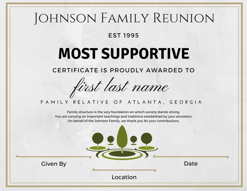 Digital Download Family Reunion Awards Family Reunion - Etsy
