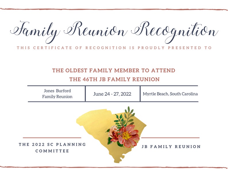 Custom Printable Family Reunion Awards, 3-pack Family Reunion ...