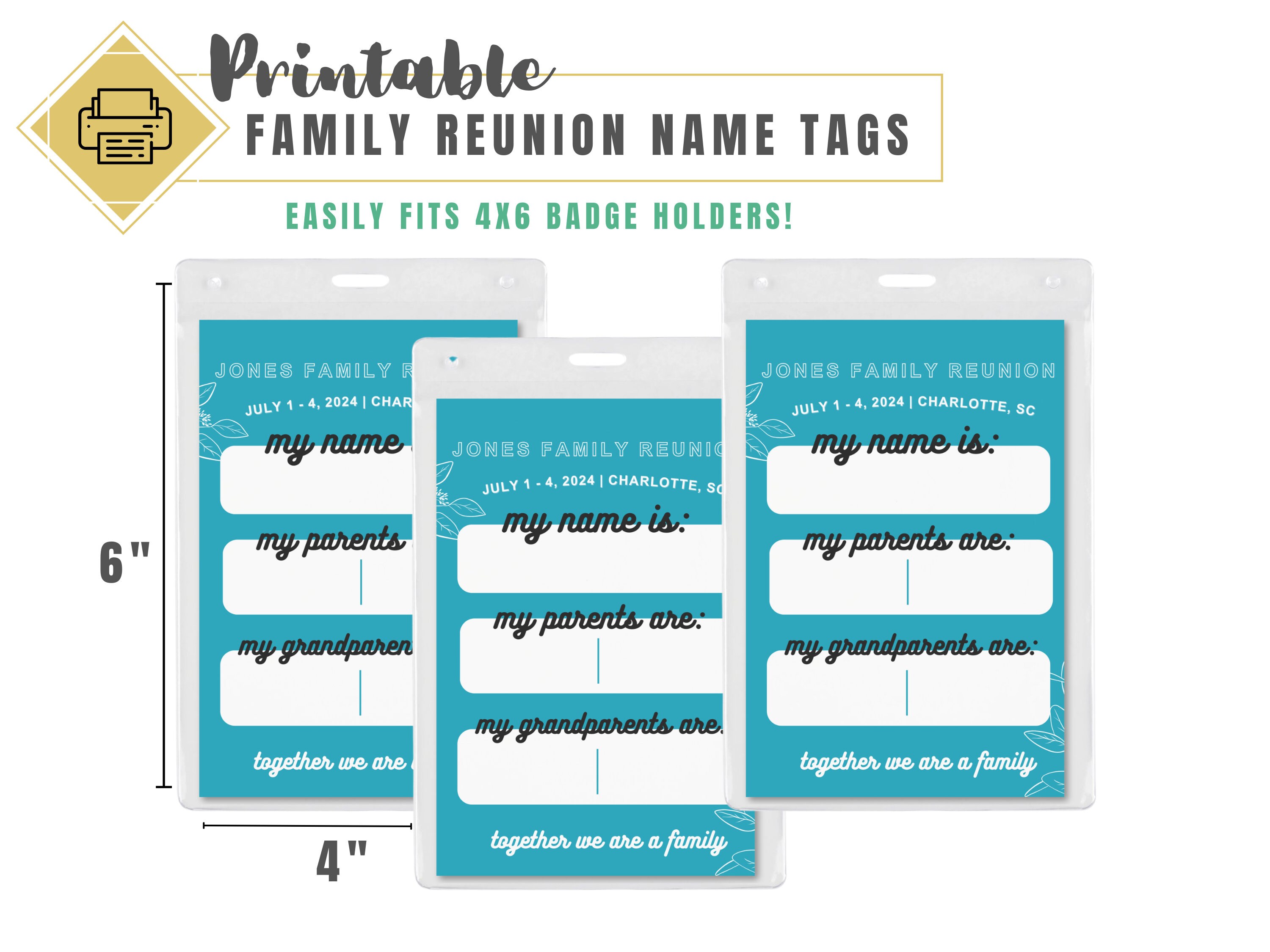 Printable Family Reunion Name Tags - Custom Digital File - Etsy