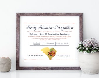 Custom Printable Family Reunion Awards, 3-Pack Family Reunion Certificates