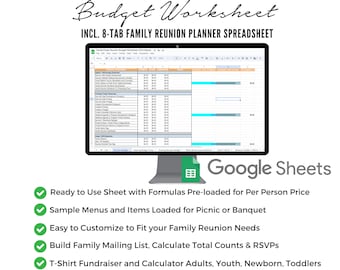 Family Reunion Budget Spreadsheet for Family Reunion Planners