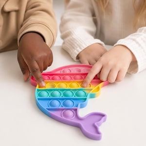 Rainbow Whale Toy – Silicone Sensory Fidget Popper for Kids