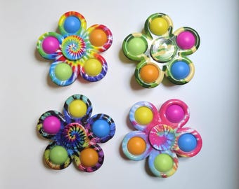 Tie Dye Flower Fidget Toy – Sensory Silicone Push Pop