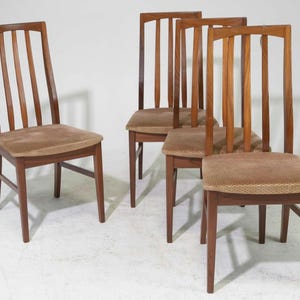 Set of 4 Danish Modern Style Dining Chairs – Vintage Mid-Century Walnut Frame Dining Chairs