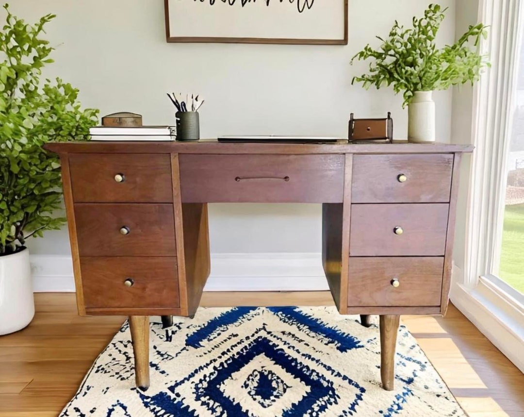 Bassett Mic Century Modern Office Desk - Etsy