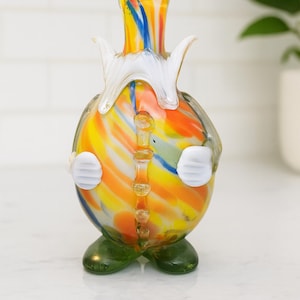 Vintage Murano Clown Art Glass Figurine – Handblown in Italy – Multicolor Round Body with Tall Hat