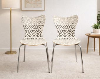 West Elm Molded Chairs Pair Mid Century Modern Metal Base