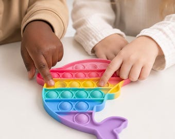 Rainbow Whale Pop It – Silicone Sensory Fidget Toy