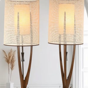 Set of 2 Mid Century Modern Sculptural Walnut Lamps Modeline Style by Adrian Pearsall