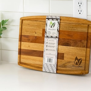 WoodArt Solid Hardwood Cutting Board – Eco-Friendly Kitchen Board – 16&quot; x 12&quot; Reversible Chopping Board