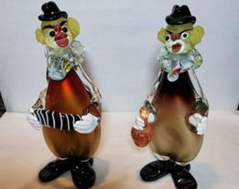 Set Of Murano Archimede Seguso clown with Accordian and Decanter.   Vintage