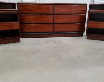 BROUER Mid Century Rosewood Six Drawer dresser with two nighstands