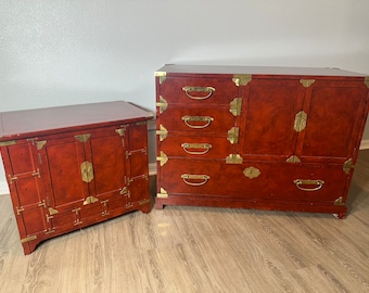 Sold Japanese Tansu Style Cabinet/Chest Set of 2.  Made by Century Furniture