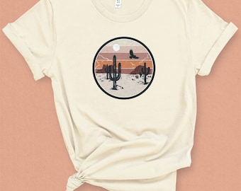 Desert Cactus Graphic Tee - Southwest Desert Life Art Shirt -Camiseta Retro Vintage Estilo Boho