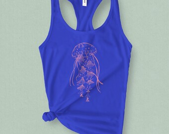 トップス jellyfish knot tank Jellyfish Graphic Tank Top for Women, Under the Sea Tank Top
