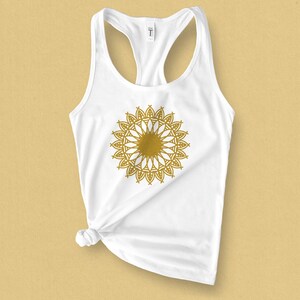Art Deco Sunflower Tank Top for Women, Yellow Sunflower Graphic Tank Top, Sunflower Gifts for Her, Minimalist Graphic Tank Top