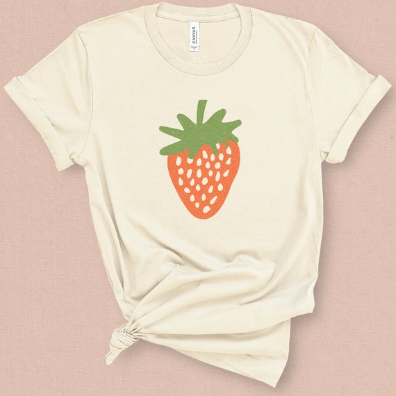 Minimal Strawberry Summer T-shirt, Foodie Shirt Farmers Market Shirt, Strawberry Festival Retro Strawberry Shirt