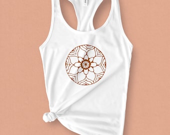 Mandala Tank Top- Boho Tank Top for Festival Clothing Sacred Geometry Yoga or Meditation Top Graphic Tank Top