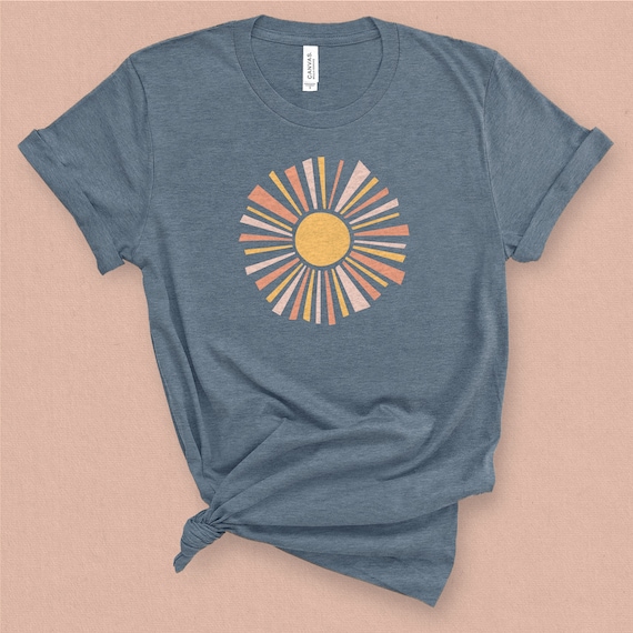 Sun Graphic Tee, Soft & Comfy Pastel T-shirt, Boho Tee, Sunburst T