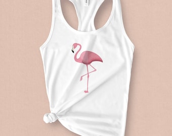 Simple Printed Graphic Flamingo Tank Top for women - Retro Tropical Flamingo Tank Top - Summer Tank Top for Teens