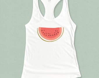 Minimal Watermelon Graphic Tank Top for Women - Fun Retro Summer Tank Top for Her - Graphic Tank Top for Teens & Girls