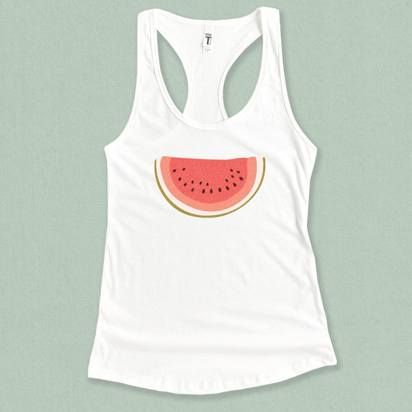 Minimal Watermelon Graphic Tank Top for Women - Fun Retro Summer Tank Top for Her - Graphic Tank Top for Teens & Girls
