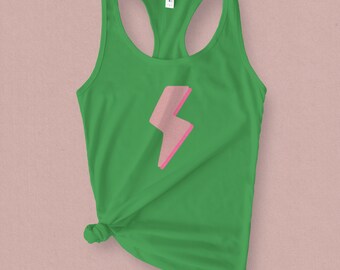Retro Lightning Bolt Graphic Tank Top for Women, Strong Women Tank