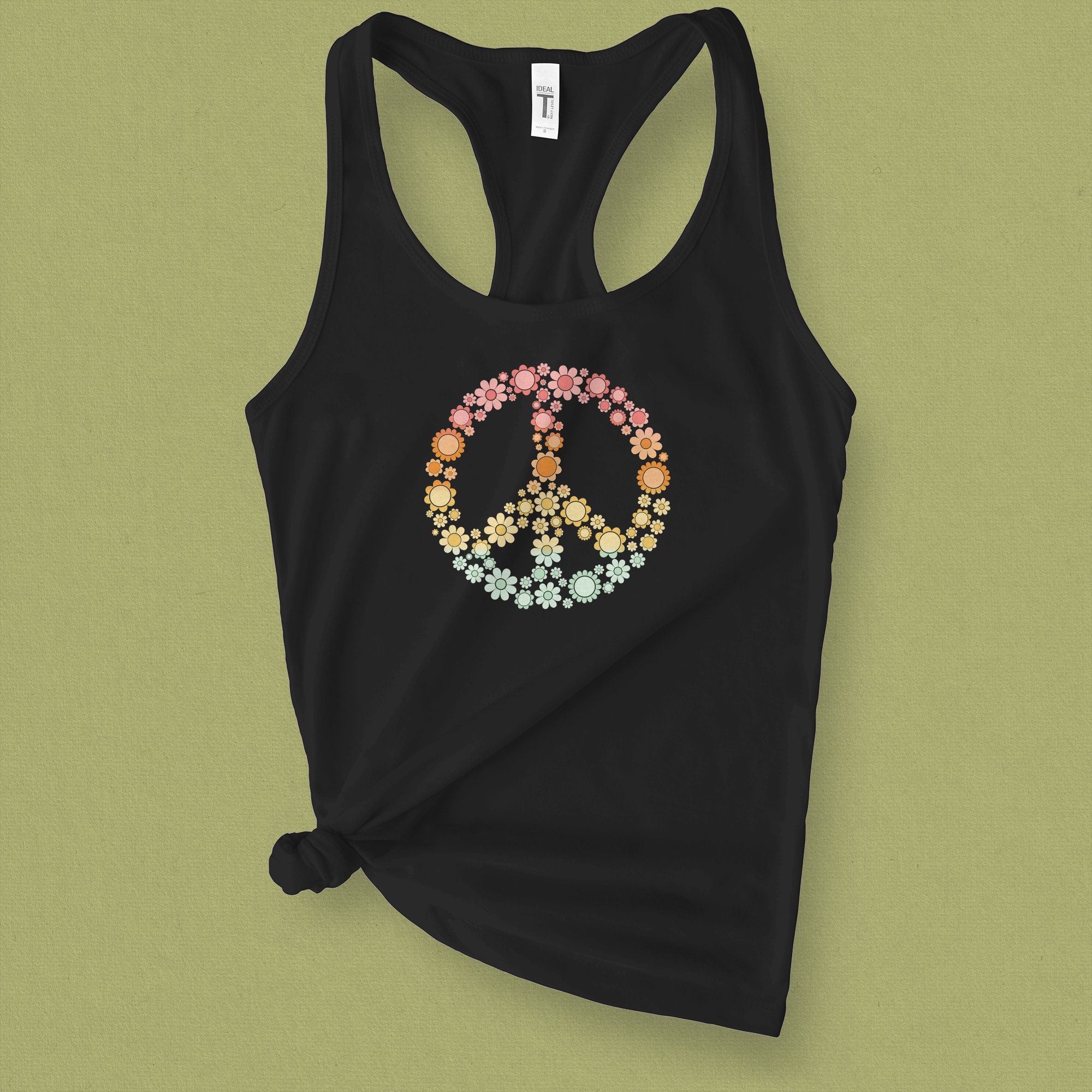Discover Flower Peace Sign Graphic Tank Top | Love And Peace Tank Top
